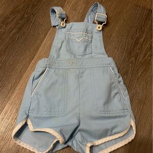 Vintage K-Mart  Baby Boy Kids 60s Light Pastel Blue Short Overalls Romper Sz 4T